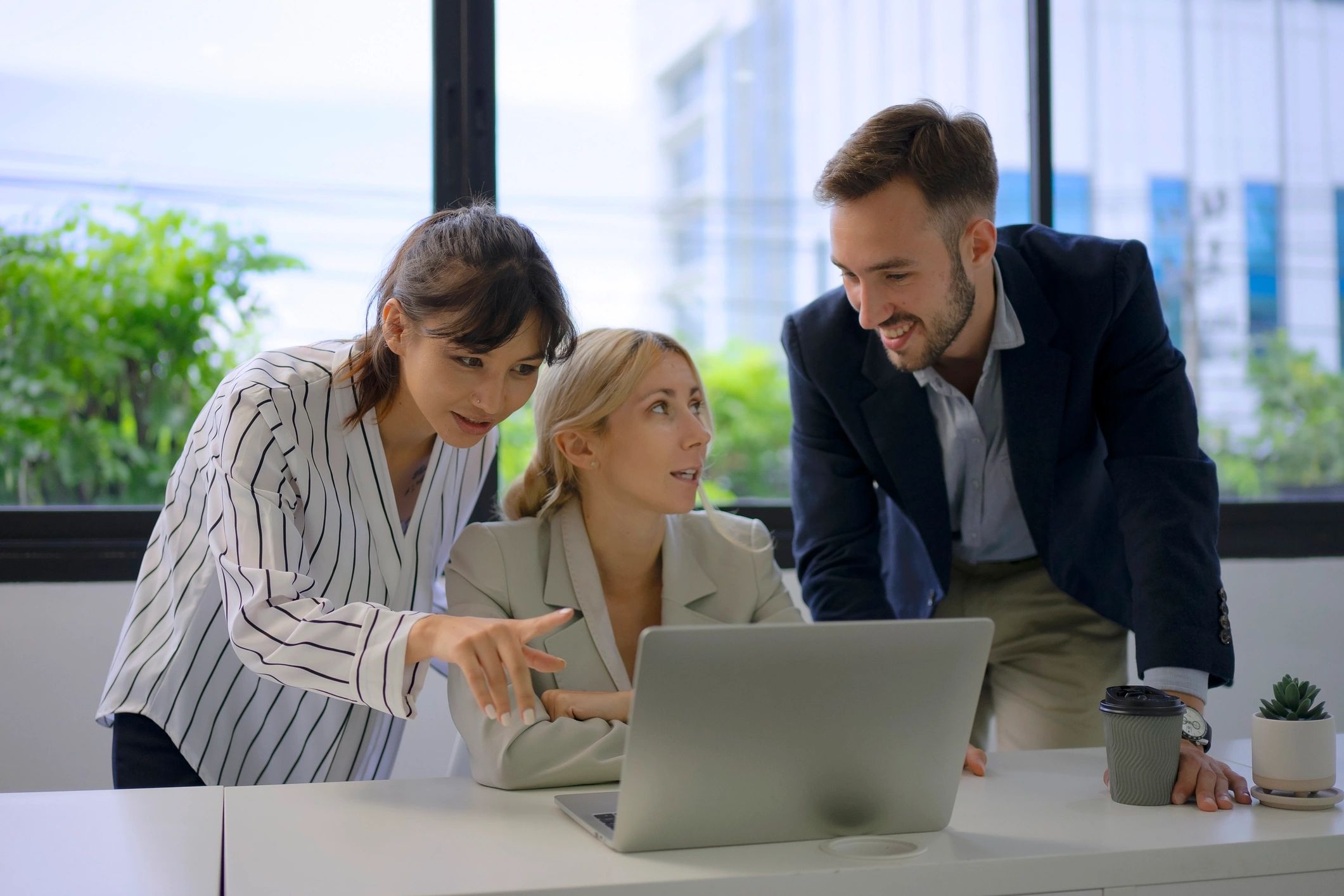 Real estate team meeting in office